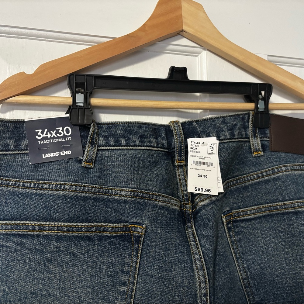 Lands' End Men's Traditional Fit Square Rigger Jeans - Blue